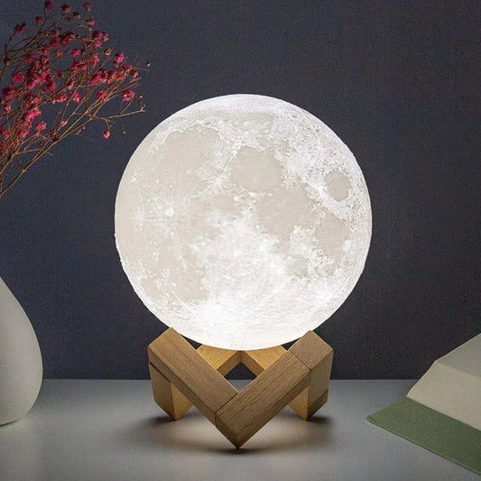 C5 8cm Moon LED Night Light Lamp Battery Powered With Stand Starry Lamp Bedroom Home Decor Night Lights Kids Gift Moon Lamp Xmas